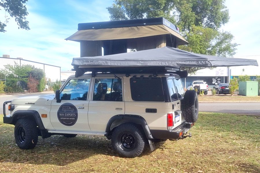 WAE 76 series 4wd 4 cyl Landcruiser 2 berth camper hire from Broome, Perth and Darwin