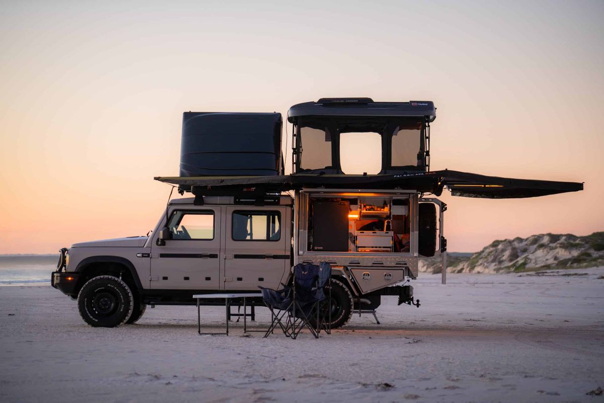Defender Adventure 4wd Ineos Plus for 5 people hire Broome