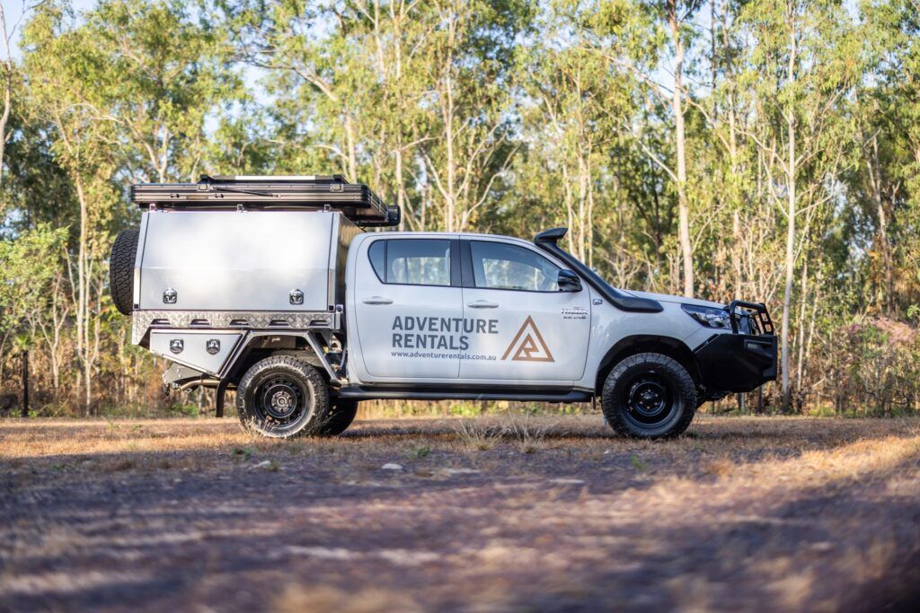 Adventure Hilux Camper 4x4 rental Darwin, Adelaide, Broome, Perth, Alice Springs and seats 5, sleeps 2 on the roof and option for 3 more in a ground tent for the family of 5 