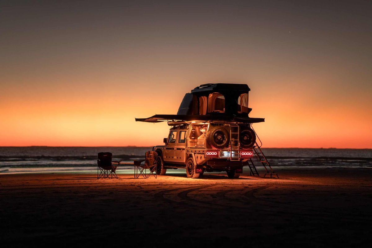 Defender Adventure 4wd Ineos Plus for 5 people hire Broome