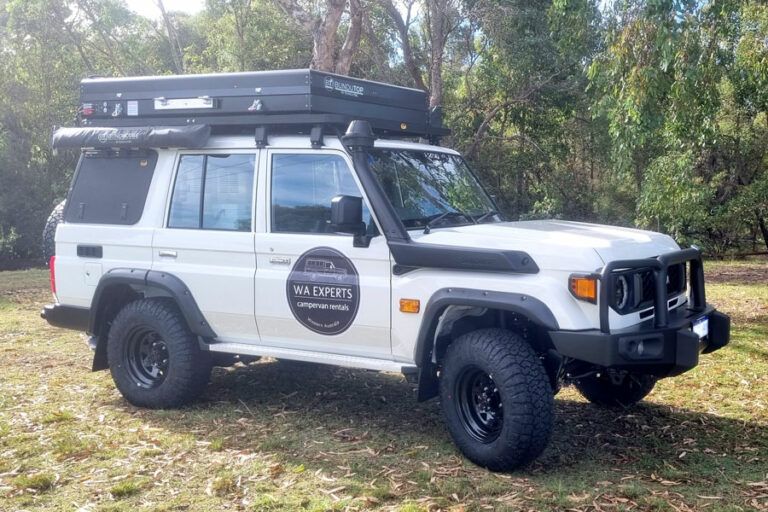 WAE 76 series 4wd 4 cyl Landcruiser 2 berth camper hire from Broome, Perth and Darwin