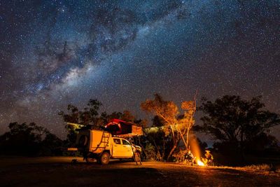 Camping at night on a 4wd self drive road trip across Australia