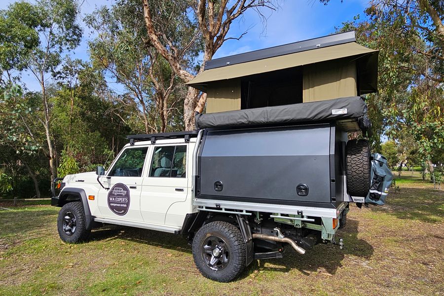 WAE 79 Series Toyota Landcruiser 4cyl – 2 People 4wd Roof Top Tent hire Broome, Darwin, Perth