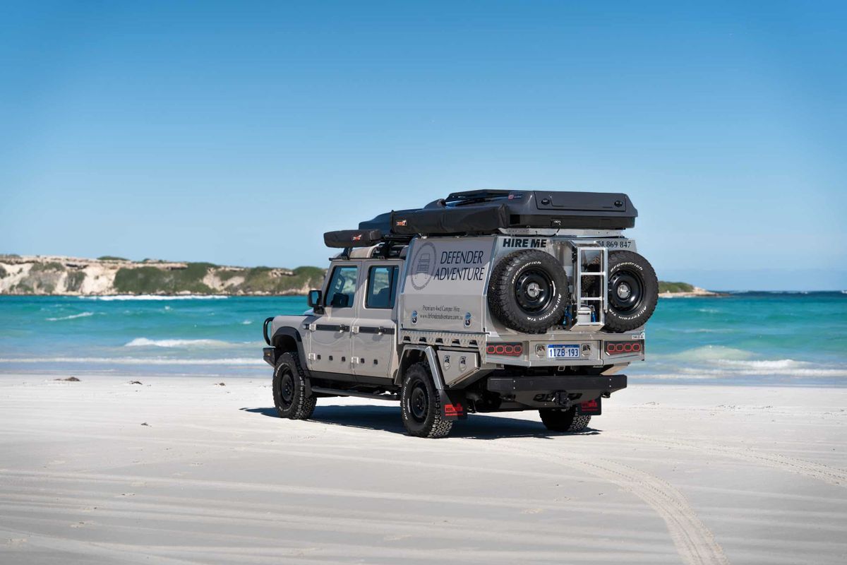 Defender Adventure 4wd Ineos Plus for 5 people hire Perth 