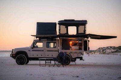 Defender Adventure Ineos Quartermaster 4X4 selfdrive hire - new model - sleep inside 4 people, great to rent for Kakadu
