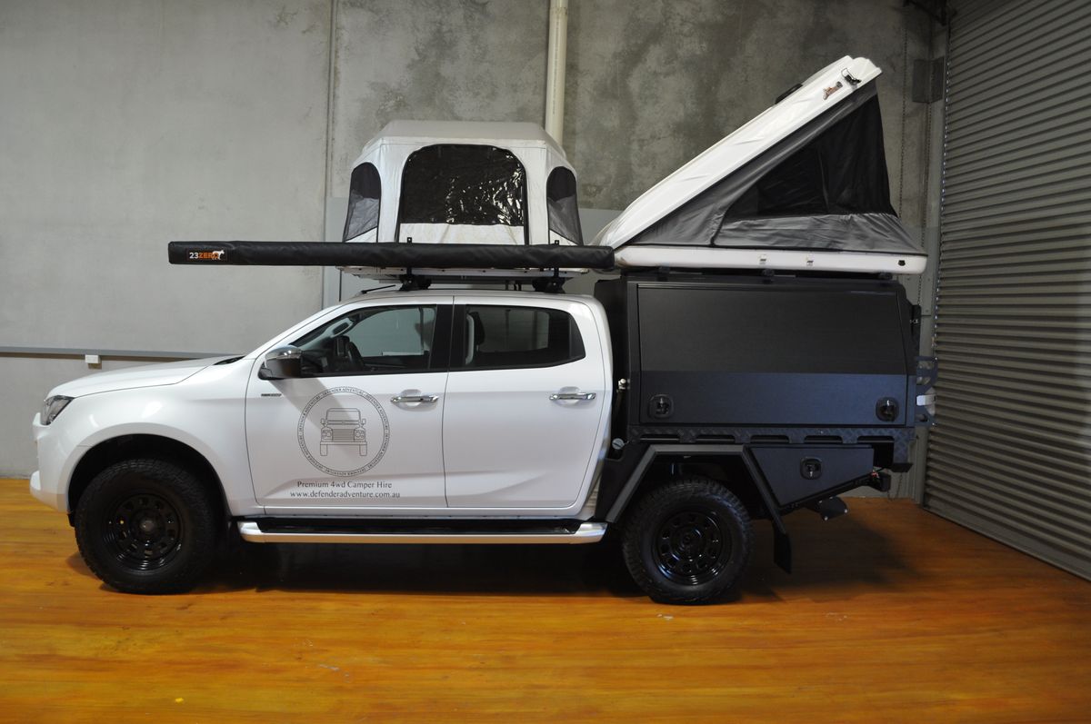 Defender Adventure D-Max Family Camper 4wd hire and 4X4 rentals from Broome, Perth and Darwin Australia 