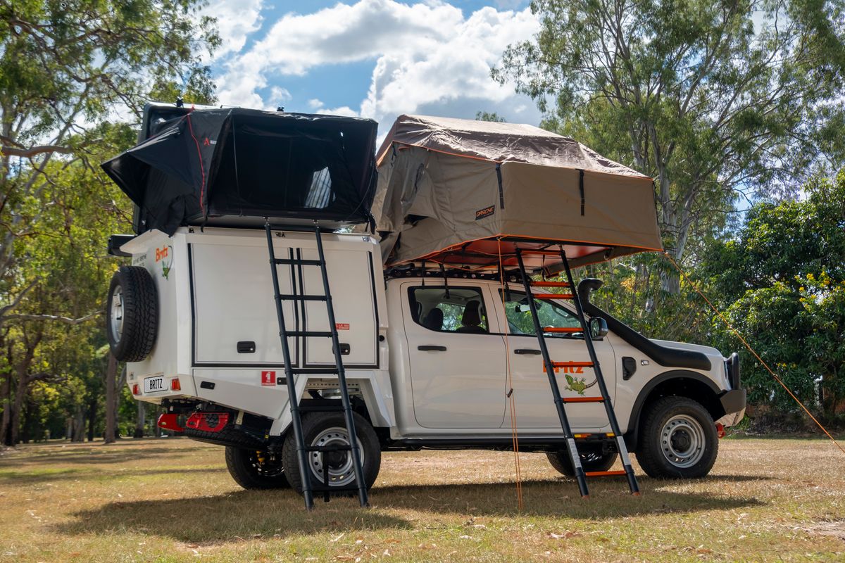 Overland Apollo 4wd Camper auto 4 berth 2 x rooftop tent hire for outdoor 4wd camping